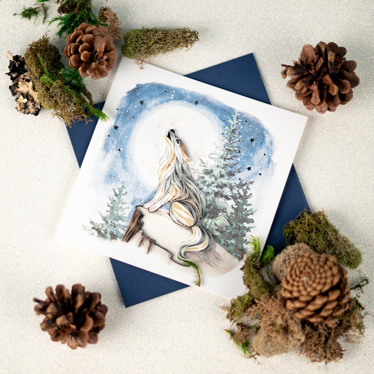 Howling Wolf Quilling Card