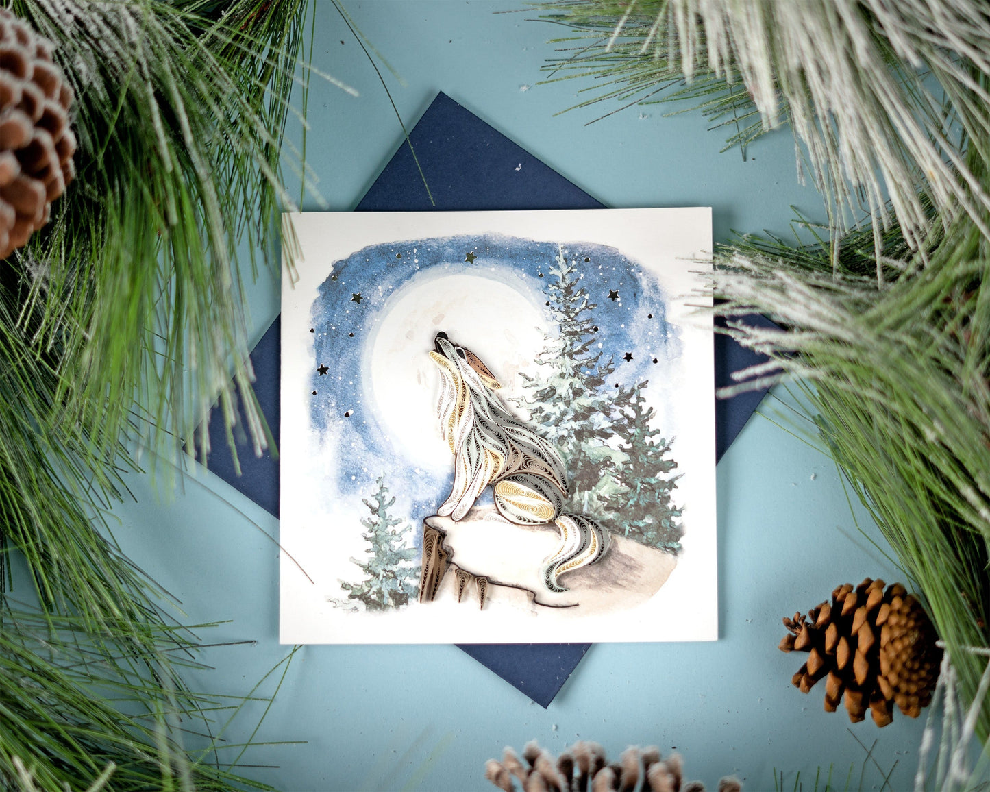 Howling Wolf Quilling Card