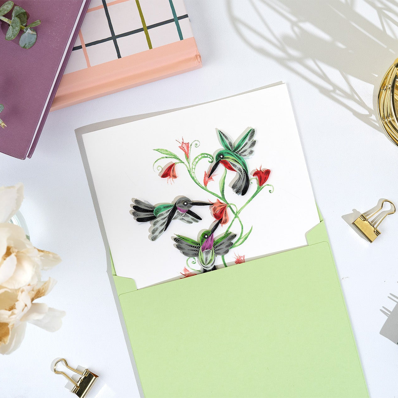 Hummingbird Trio Quilling Card
