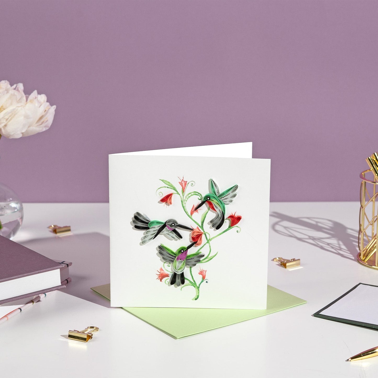 Hummingbird Trio Quilling Card