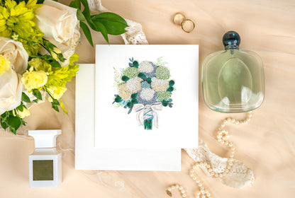 Quilled Hydrangea Wedding Bouquet Greeting Card 7625062973519
