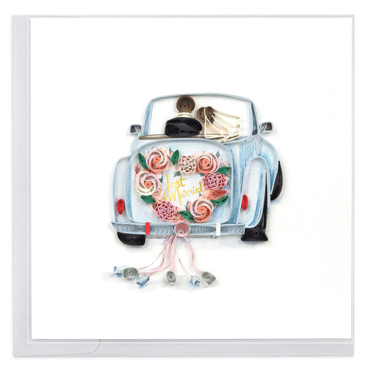 Quilled Just Married Car Wedding Card 7091700858959