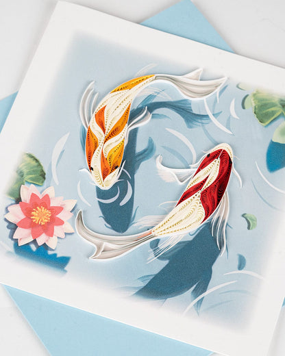Koi Fish Pond Quilling Card