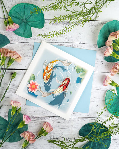 Koi Fish Pond Quilling Card