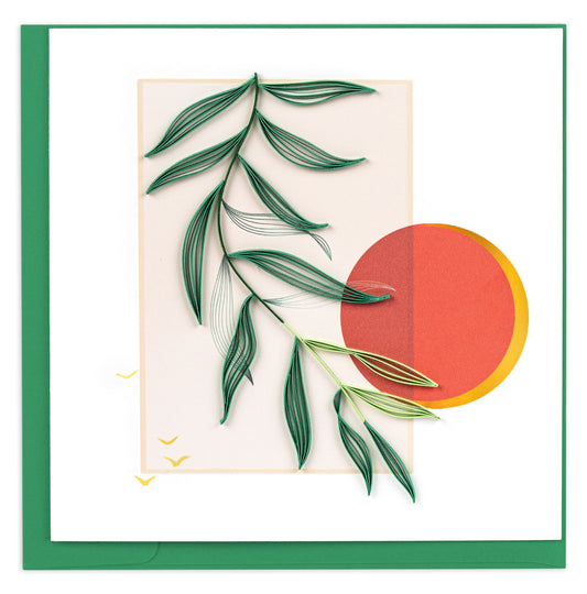Minimalist Leaves & Sun Quilling Card