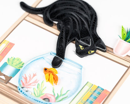 Mischievous Cat Quilling Card