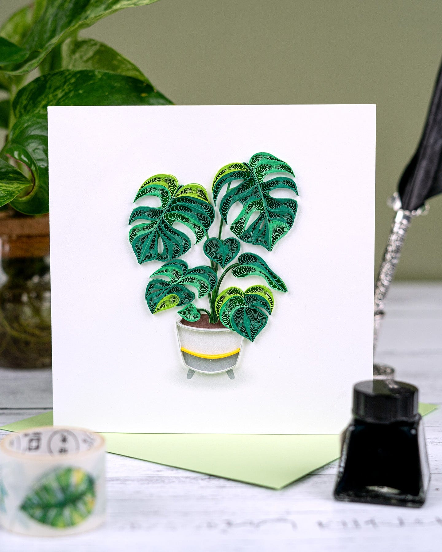 Monstera Quilling Card