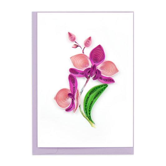 Orchid Flower Gift Enclosure Mini Quilling Card
