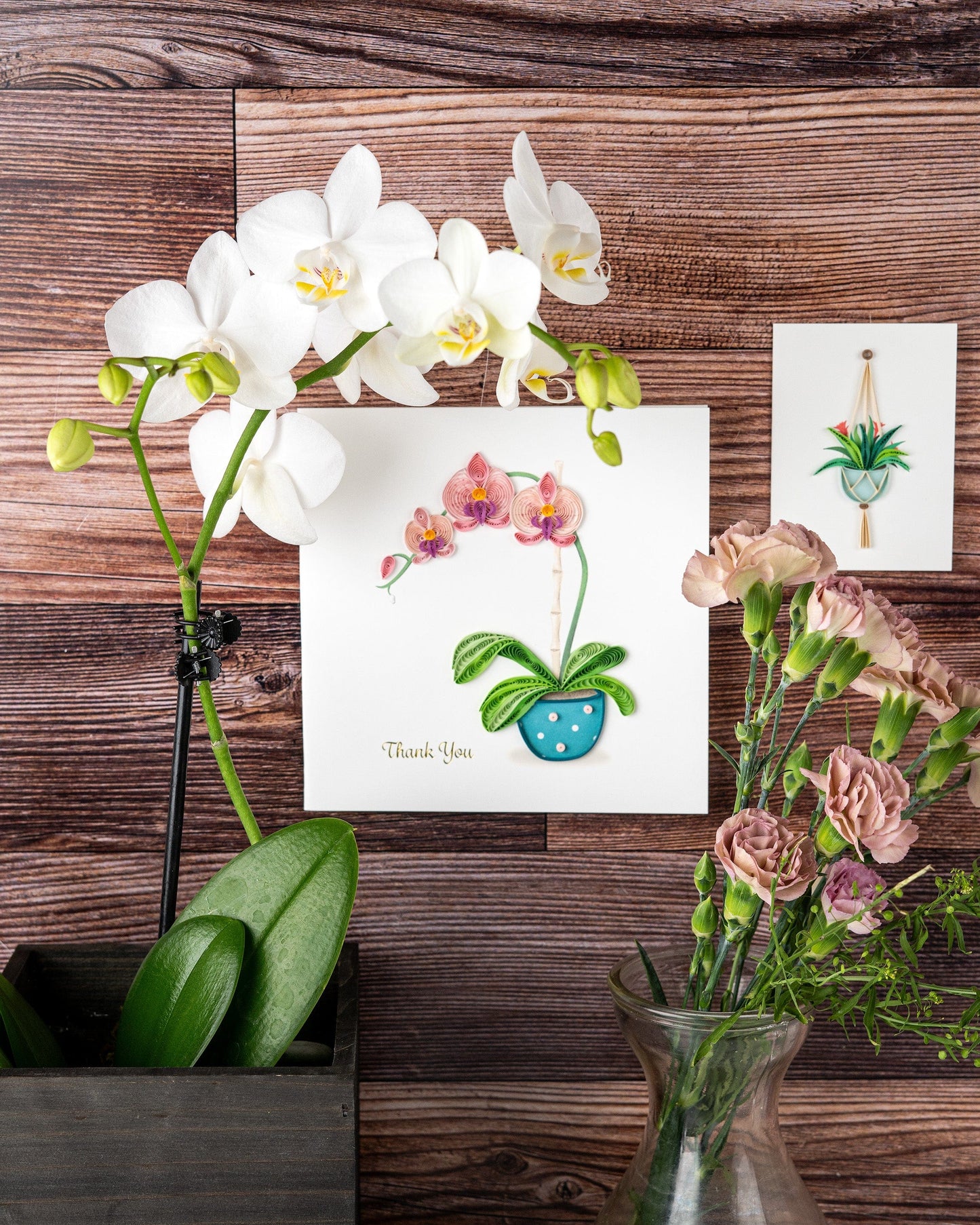 Potted Orchid Thank You Quilling Card