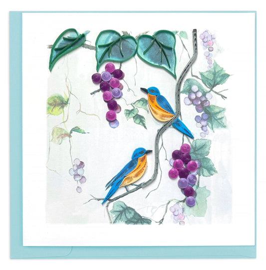 Purple Grapes & Bluebirds Quilling Card