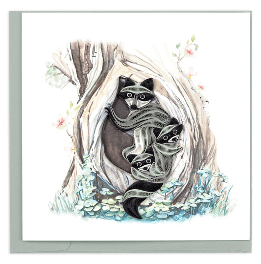 Raccoon Tree Hole Quilling Card