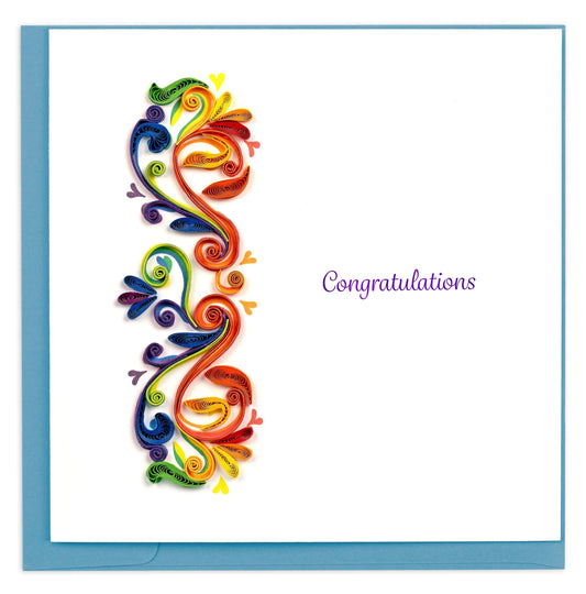 Quilled Rainbow Swirl Congratulations Card 7528702804047