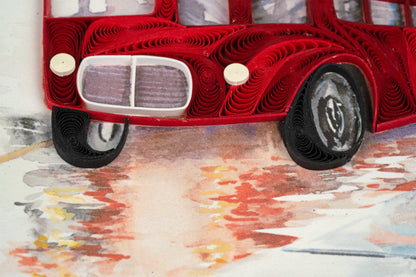 Red Double-decker Bus Quilling Card