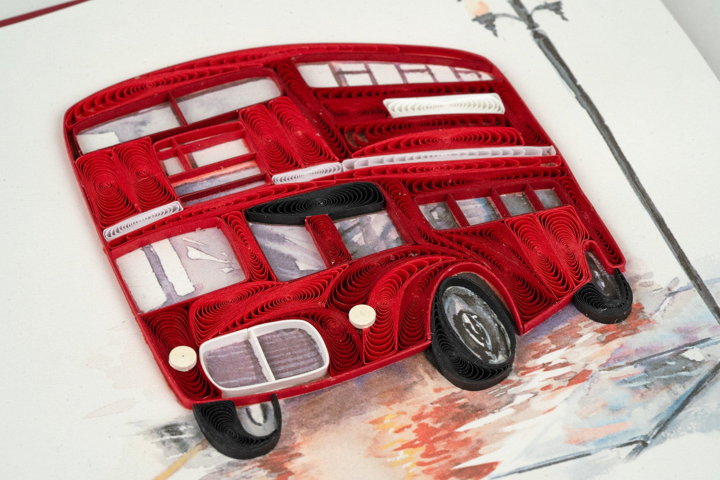 Red Double-decker Bus Quilling Card