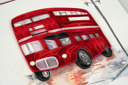 Red Double-decker Bus Quilling Card