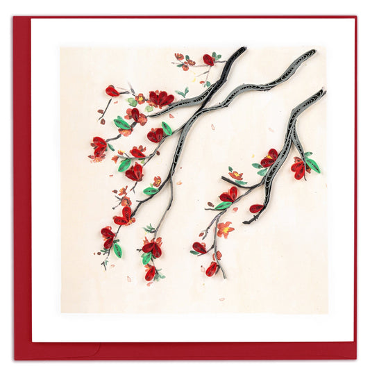 Red Flower Branch Quilling Card