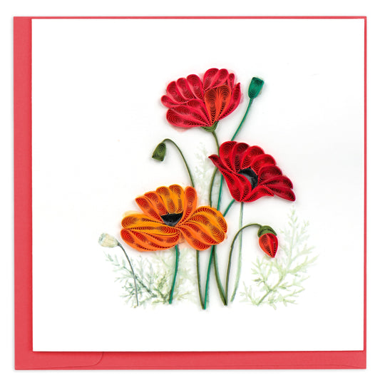 Red & Orange Poppies Quilling Card