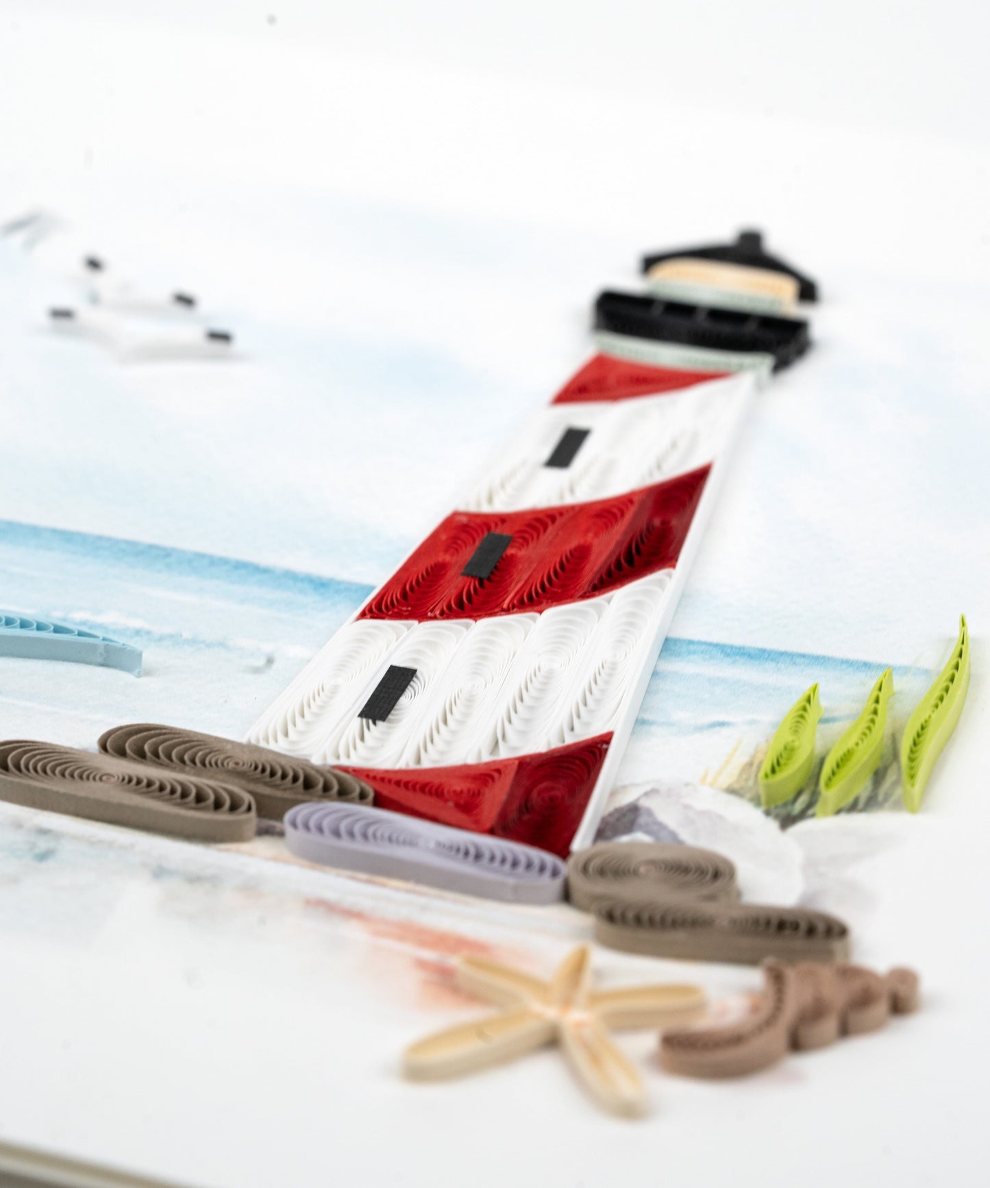 Red & White Lighthouse Quilling Card
