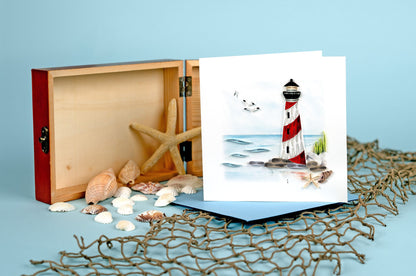 Red & White Lighthouse Quilling Card