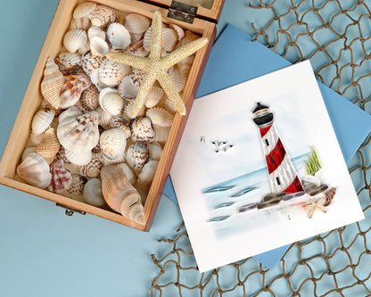 Red & White Lighthouse Quilling Card