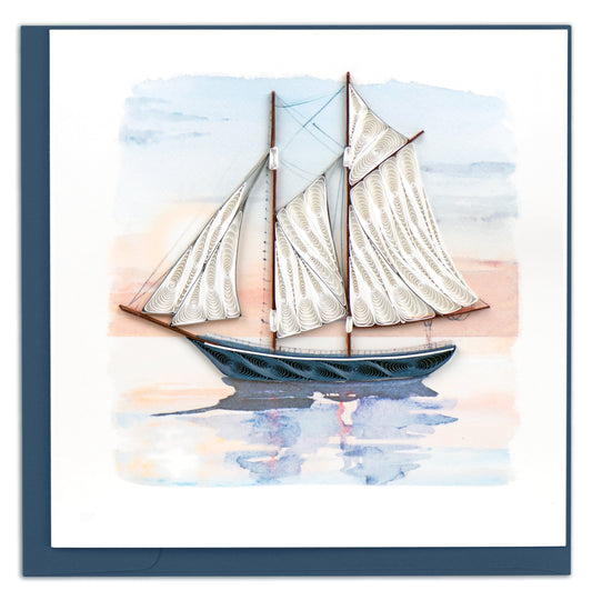 Schooner at Sunset Quilling Card