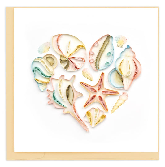 Quilled Seashell Heart Greeting Card 6914175631439