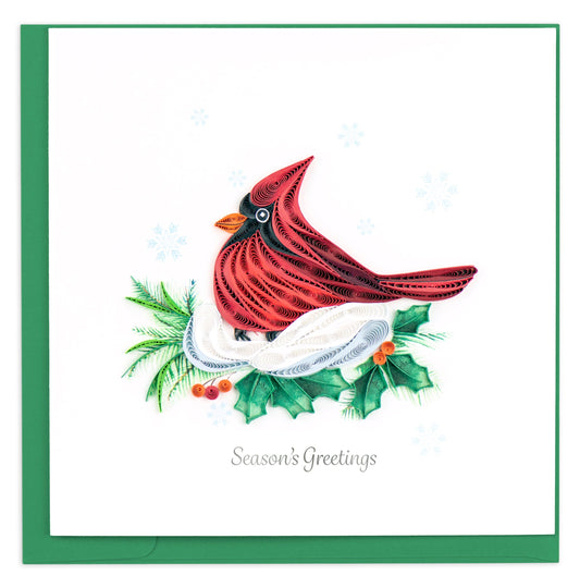 Snowy Quilling Cardinal Christmas Quilling Card