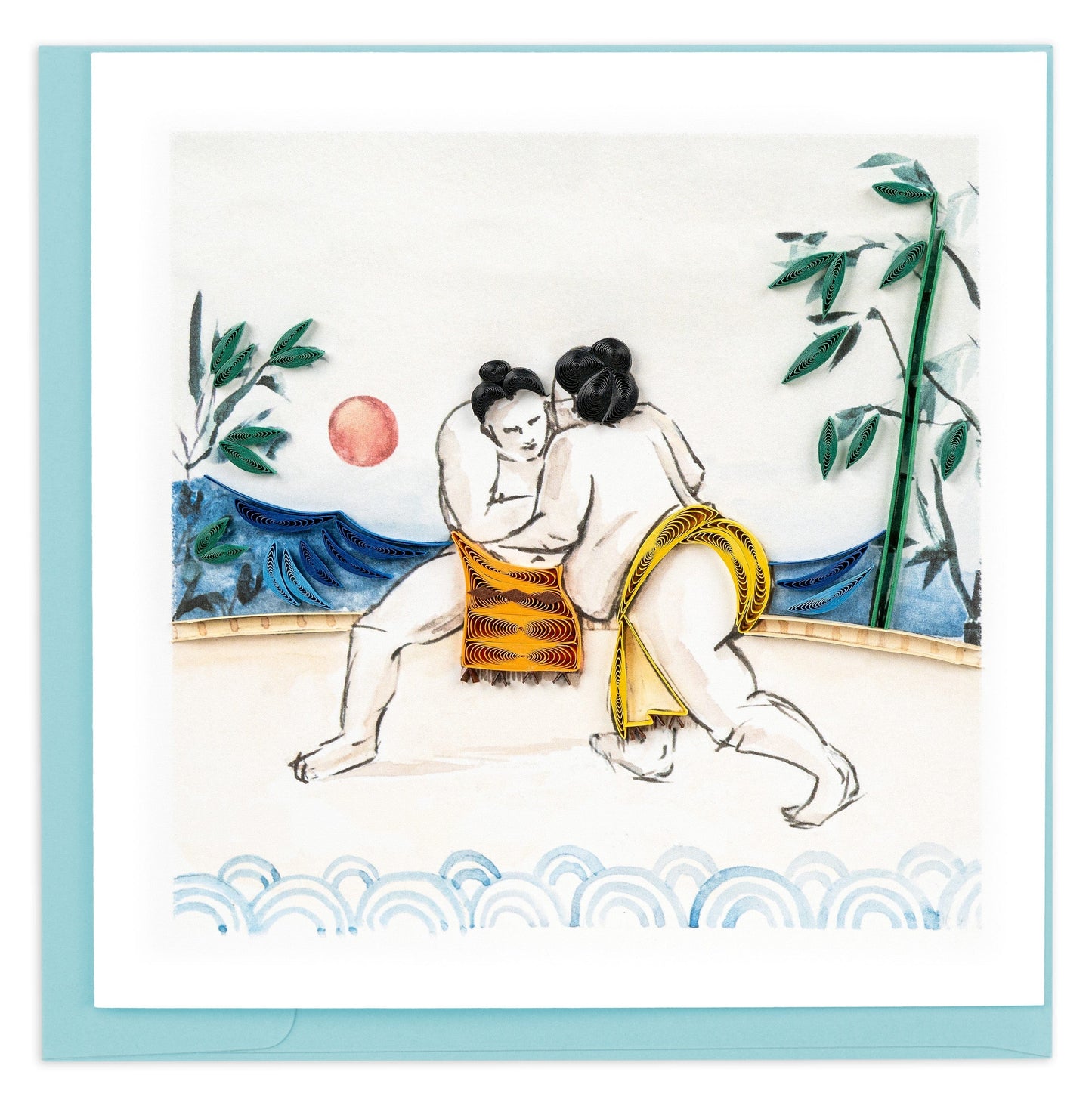 Sumo Wrestlers Quilling Card