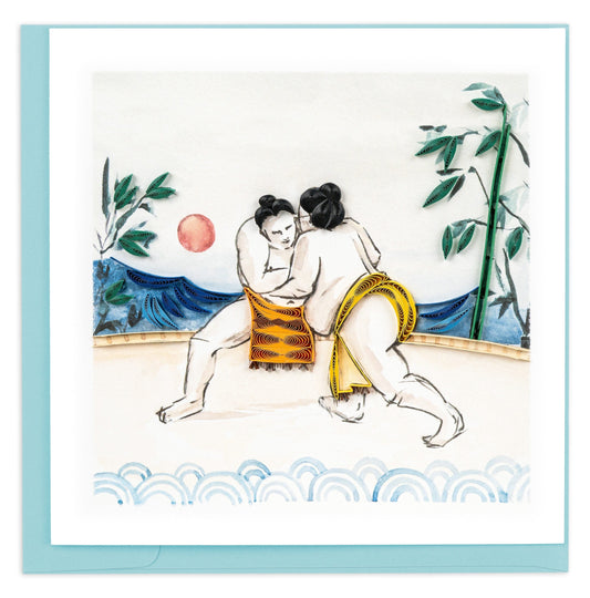 Sumo Wrestlers Quilling Card