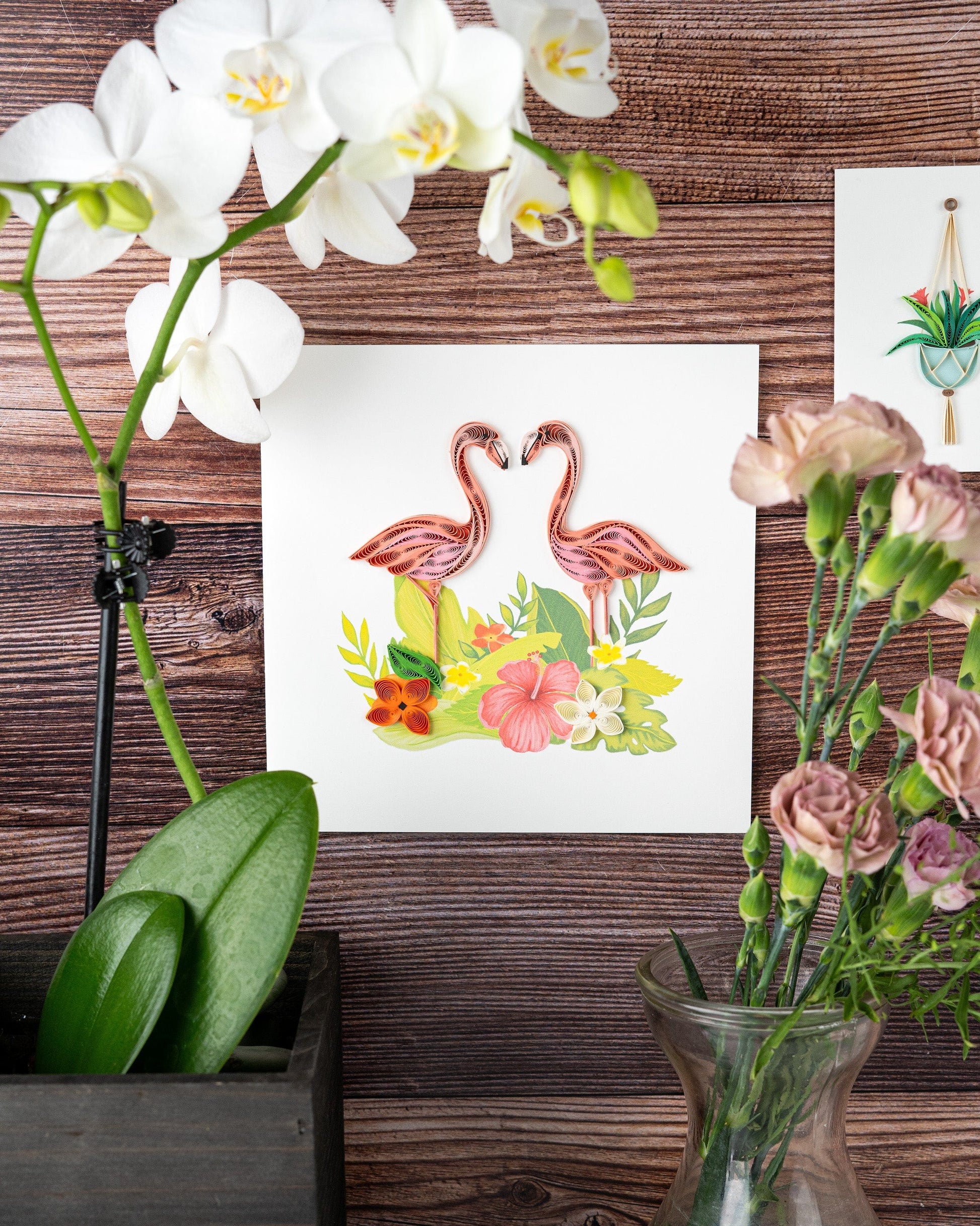 Tropical Flamingos Quilling Card 