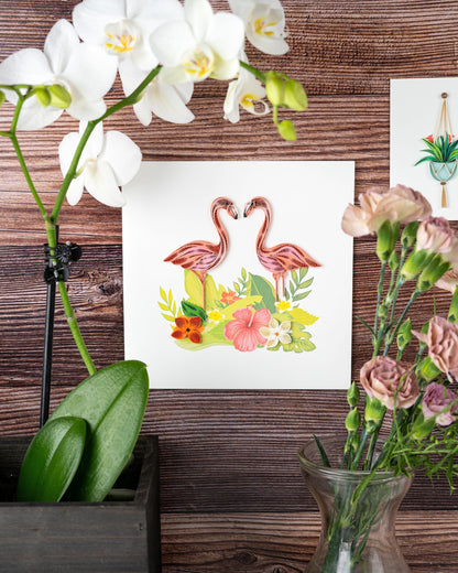 Tropical Flamingos Quilling Card 