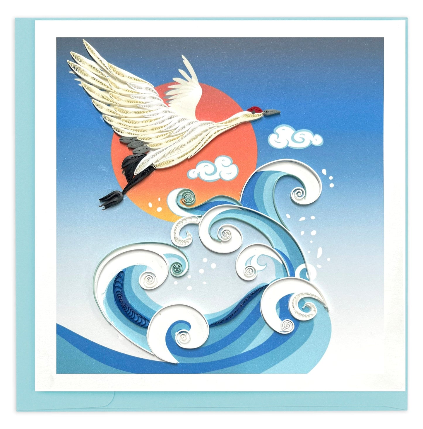 Wave, Crane & Sun Quilling Card