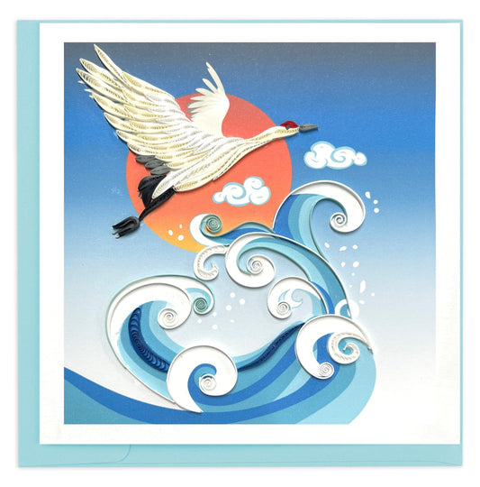 Wave, Crane & Sun Quilling Card