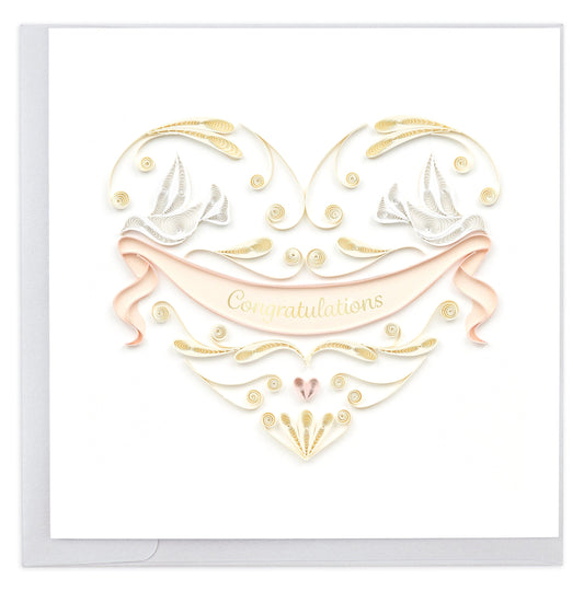 Quilled Wedding Doves Heart Greeting Card 6792731492431