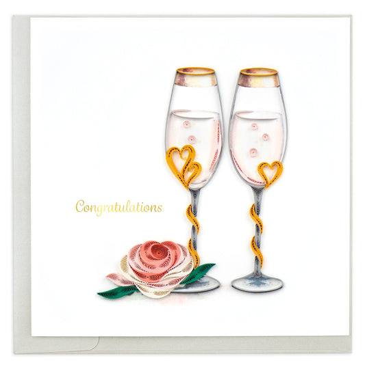 Quilled Wedding Toasting Flutes Greeting Card 6691316826191