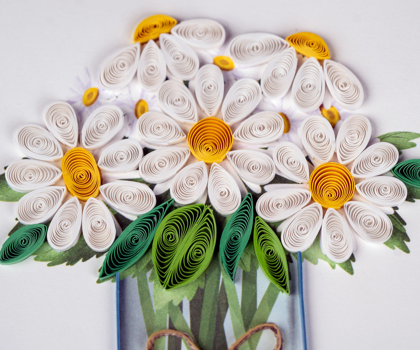 White Daisies in Jar Quilling Card