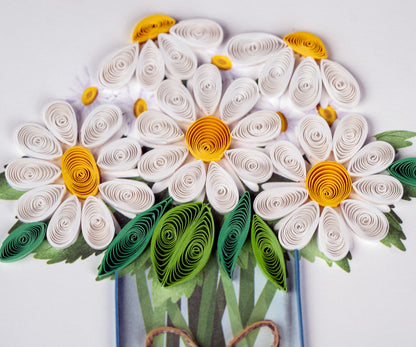 White Daisies in Jar Quilling Card
