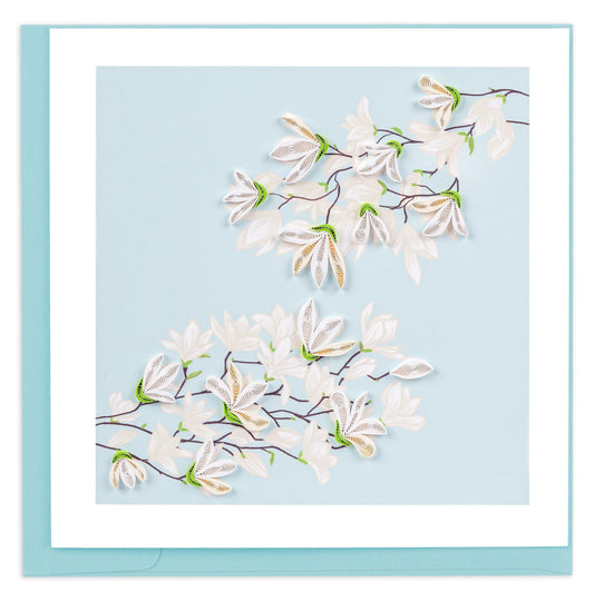 White Magnolia Branch Quilling Card