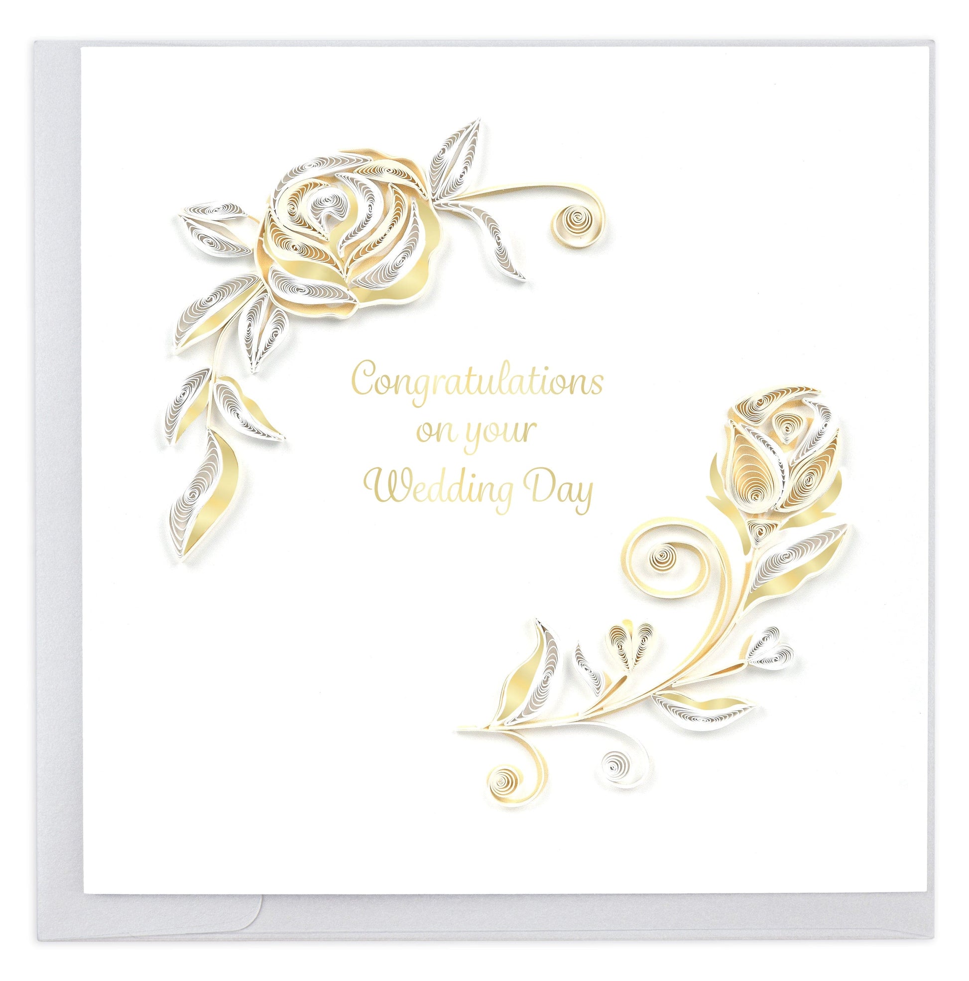 Quilled White Rose Wedding Card 7091699908687