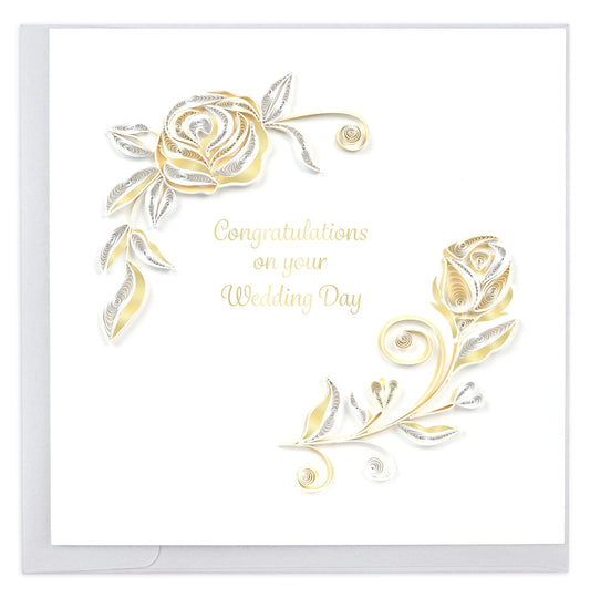 Quilled White Rose Wedding Card 7091699908687