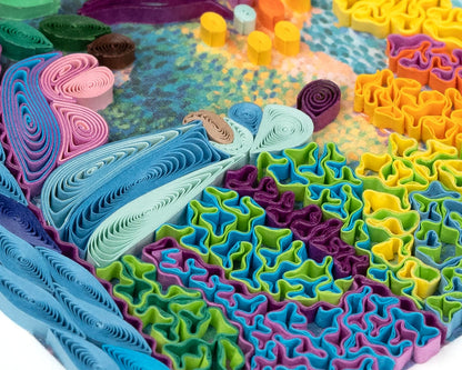 Quilled Artist Series - Two Women by the Shore, Mediterranean, Cross Greeting Card
